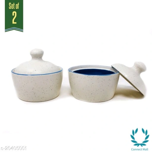 Handcrafted White Blue Marble Ceramic Butter Pot with Lid - Butter Pot